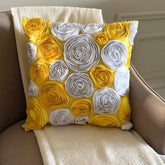 Sunny Yellow Blooms - Yellow Art Silk Decorative Euro Sham
