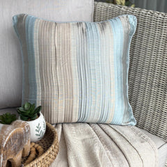 Aqua Martini - Blue Jacquard Silk Decorative Euro Sham