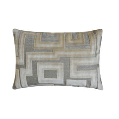 Ivory Velvet Lumbar Cushion Cover - Oat Maze