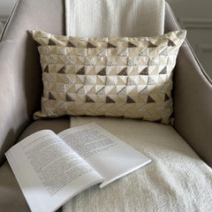 Gold Triad - Gold & ivory Jacquard Lumbar Pillow Cover
