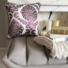 Wine Damask - Purple Velvet Decorative Euro Sham