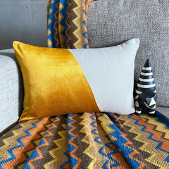 Velutinous Saffron Yellow Lumbar Pillow Cover