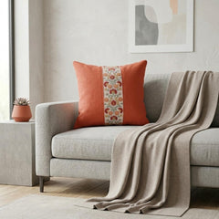 Coral Linen Lumbar Cushion Cover - Coral Meadow