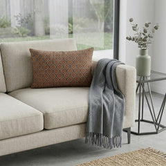 Rust & Gray Linen Lumbar Cushion Cover - Solterra Lattice Lumbar