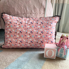 Terrazo Fun Pink - Pink Faux Leather Lumbar Pillow Cover