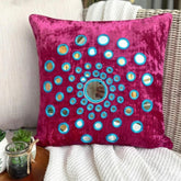 Circle Of Images - Fuchsia Pink Velvet Decorative Euro Sham