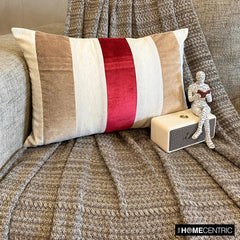 Swathe Cranberry - Red Linen & Velvet Lumbar Pillow Cover