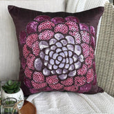 Pink Wildflower - Plum Art Silk Decorative Euro Sham