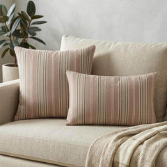 Pink Haven Stripes Lumbar Cushion Cover