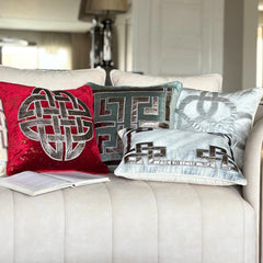 Greek Zeus - Ivory Velvet Decorative Lumbar Pillow Cover