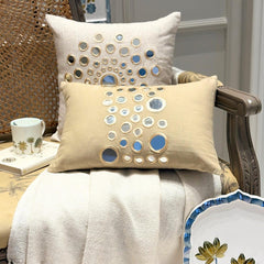 Mirror Light - Cotton Canvas Beige Decorative Lumbar Pillow Cover