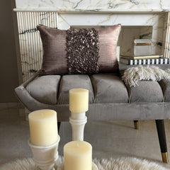 Champagne Brown Love - Art Silk Brown Decorative Lumbar Pillow Cover