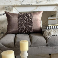 Champagne Brown Love - Art Silk Brown Decorative Lumbar Pillow Cover