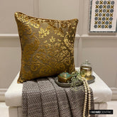Folding Flames - Olive Green Velvet Throw Cushion Cover