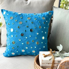 Blue Mirror - Aqua Blue Art Silk Decorative Euro Sham