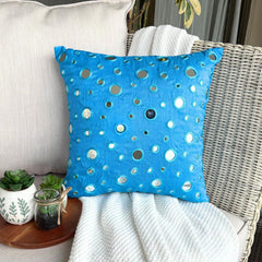 Blue Mirror - Aqua Blue Art Silk Decorative Euro Sham
