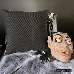 Spotted Spooks - Charcoal Velvet Decorative Throw Cushion Cover