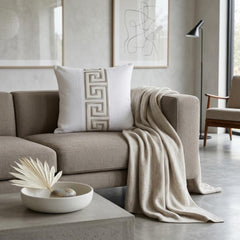 Ivory & Gray Linen Lumbar Cushion Cover - Olympus Circuit
