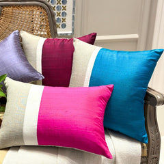 Fuchsia Silk Essence - Fuchsia Pink Silk Lumbar Cushion Cover