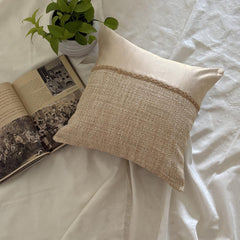 Jute Ivory Suit - Beige Jute & Satin Throw Cushion Cover