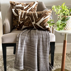 Copper Velvet Throw Cushion Cover - Copper Strokes