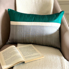 Plush Green Silk - Green Silk Lumbar Pillow Cover