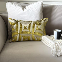 Chartreuse Green Velvet Lumbar Cushion Cover - Chartreuse Grid Lumbar
