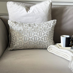 Champagne Velvet Lumbar Cushion Cover - Champagne Interlock Lumbar