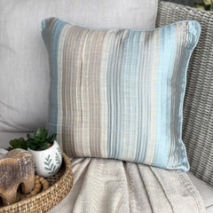 Aqua Martini - Blue Jacquard Silk Decorative Euro Sham