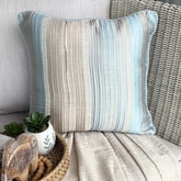 Aqua Martini - Blue Jacquard Silk Decorative Euro Sham