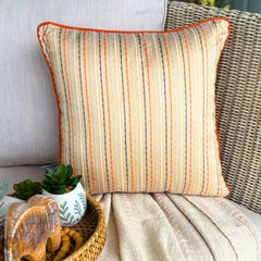 Orange Spiced Ginger - Orange Jacquard Silk Throw Pillow Cover