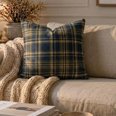 Plaidscape Navy - Navy Blue Velvet Winter Plaid Throw Cushion Cover