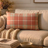 Plaidflow Terracotta - Red Velvet Winter Plaid Lumbar Cushion Cover