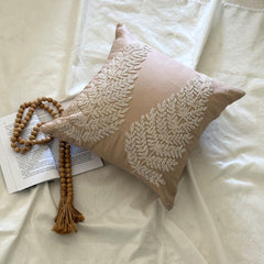Morning Angel - Beige Cotton Linen Throw Pillow Cover