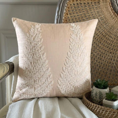 Morning Angel - Beige Cotton Linen Throw Pillow Cover