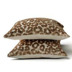 Brown Velvet Lumbar Cushion Cover - Leopard Terrrain Lumbar