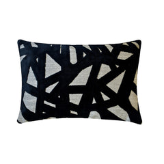 Black Velvet Lumbar Cushion Cover - Veleri Black Lumbar