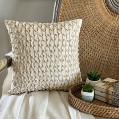 Pearl Drops Ivy - Natural Beige Cotton Linen Decorative Euro Sham