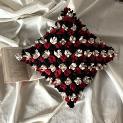 Red N Black Blossom - Red & Black Felt Throw Pillow Cover