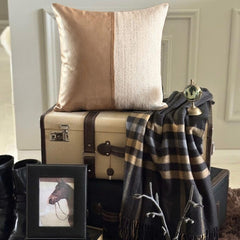 Rose Gold Jute - Rose Gold Faux Leather & Jute Decorative Euro Sham