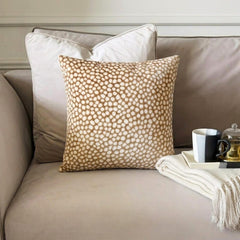 Beige Velvet Throw Cushion Cover - Spotted Safari