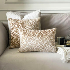 Beige Velvet Throw Cushion Cover - Spotted Safari
