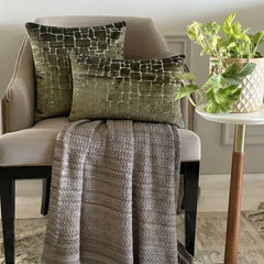 Olive Green Velvet Lumbar Cushion Cover - Cobblestone Lumbar