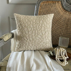 Pearl Haven - Natural Beige Cotton Linen Throw Pillow Cover
