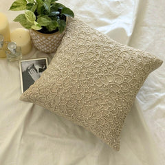 Pearl Haven - Natural Beige Cotton Linen Decorative Euro Sham