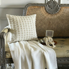 Pearl Bed - Pearl Ivory Art Silk Throw Pillow Cover