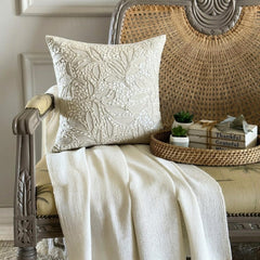 Pearl Divine - Natural Beige Cotton Linen Throw Pillow Cover
