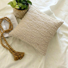 Pearl Essence - Natural Beige Cotton Linen Throw Pillow Cover