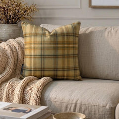 Plaidscape Beige - Beige Velvet Checkered Winter Plaid Throw Cushion Cover