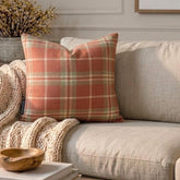 Plaidscape Terracotta - Red Velvet Winter Plaid Throw Cushion Cover